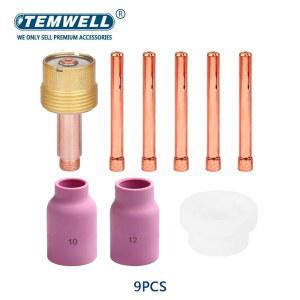 스테인리스 용접 니플 9PCS TIG 토치 WP17 WP18 WP26 콜레트 바디 예비 키트 실용적인 액세서리에 대형 가스 알루미나