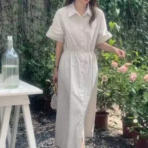 롱원피스 카라 반팔 셔츠 원피스 WFLX6HP