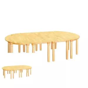 2WC 원목 유치 책상 원목다리530MM 유치원책상 반원식탁 유아원형테이블