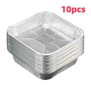 10PCS 에어 프라이어 알루미늄 호일 주방 용품 용기 사각형 오븐 바베큐 트레이 오일 방지 스틱 베이킹 도구