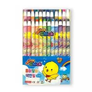 동아 축지식색연필 24색 종이말이노랑병아리 1개입) 축지식색연필 24색