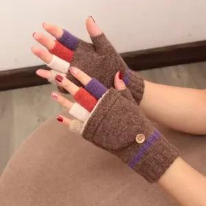 플랩 겨울 손가락 장갑 글쓰기 니트 양털 기모 벙어리 반손가락 터치 여성 털장갑