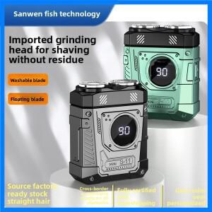 강력한 듀얼 블레이드 미니 전기 스마트 면도기 디지털 디스플레이 수염 트리머 도구 36Db 가정용 및 차량