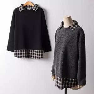 [셀러허브 패션]빅사이즈 601 스판체크카라니트티 DRII031