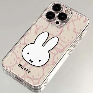 미피 귀여운 만화 케이스 카와이 애니메이션 아이폰 17 13Pro 소프트 핑크 라인 투명 올인클루시브 쉘 선물