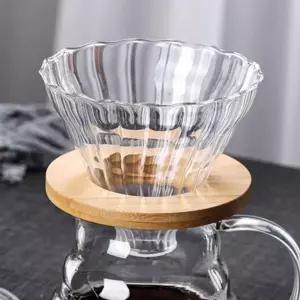 내열 유리 커피 드리퍼 핸드 홈카페 커피 드리퍼 우드 주방