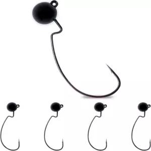 UNYLE 텅스텐 지그 헤드 5개 오프셋 위드리스 네드 리그 트라우트 배스 낚시용 웜 훅 볼 크래피(1/4온스