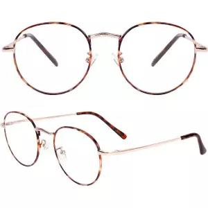 키하수 하프림형 노안안경 블루라이트 차단 남성 여성 세련됨 티타늄 합금 수지 렌즈 도수 +1.0부터 3.0까