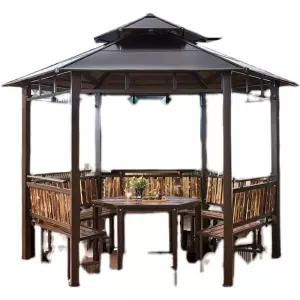 파라고 펜션 철제 의자 35x35m 움막 테이블 바베큐장 및 마루 정자 야외 사각