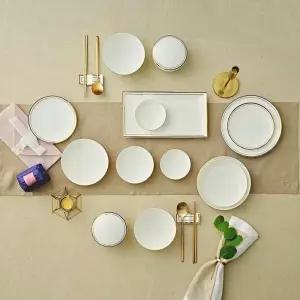 한국도자기 한식 양식 네오골드 2인 식기 세트 18p 반상기 선물