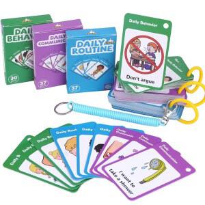 ChefAN 110 PCS 음성 지연을 위한 자폐증 커뮤니케이션 카드, 특별한 시각 보조 언어 학습 큐 카드 커뮤니케이션을 감정 플래시