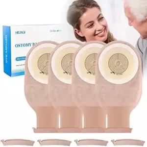 20팩 대장내시경 가방 원피스 장내시경 용품 15mm-60mm 컷-투-핏 배수 파우치 관리용 클램프 잠금장치 포함