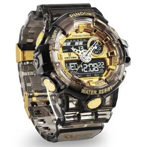 남성용 시계 디지털 스포츠 대형 아날로그 듀얼 디스플레이 방수 카운트다운 스톱워치 날짜 타임 LED 라이트 다기능 군용 손목시계