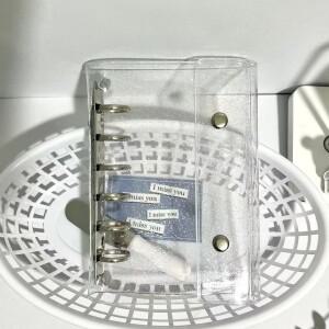 A7 반짝이 투명 더블 버튼 루스 리프 바인더 노트 커버 도서 저널 플래너 오피스 문구 용품