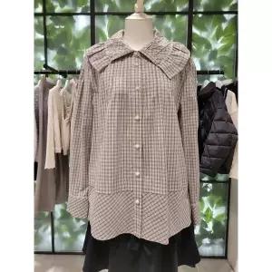 [듀엘](대전신세계)[신세계 단독] 와이드 카라 체크 블라우스 D254MSC039