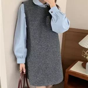 여성 단정 데이트룩 하객룩 모직 원피스
