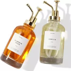 커피 바용 몰리몰리 시럽 디스펜서 유리 병 펌프 16.9온스 500ml 2개 세트 골드 업그레이드