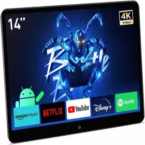 XTRONs 14인치 4K 휴대용 자동차 TV 헤드레스트 모니터 뒷좌석용 90° 회전식 안드로이드 11 IPS