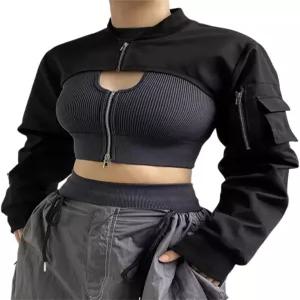 여성 청소년 주니어 또는 청소년을 위한 SupCoente Goth 패션 크롭 탑 재킷