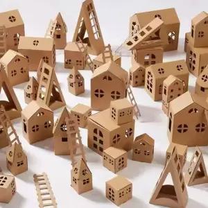 오아픽 11번가 집 타운하우스 인형 종이 색칠 골판지 만들기 소형 캐빈 대형