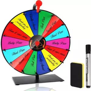 ITOMTE 16인치 상금 휠 테이블탑 헤비 듀티 컬러 회전 드라이 이레이즈 마커와 지우개가 포함된 14 슬롯