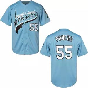 청소년 야구 유니폼 55 케니 파워스 셔츠 여아 버튼다운 영화 제리 스티치 블루 SXL