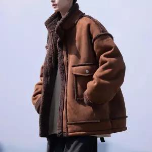 남자 겨울 아우터 남성 배색 브라운 빅사이즈 무스탕 외투 블랙
