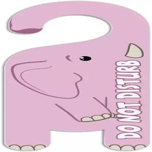 그래픽 더 많은 엘리펀트 핑크 소녀는 플라스틱 문 손잡이 걸이 표지판을 방해하지 않습니다 마세요