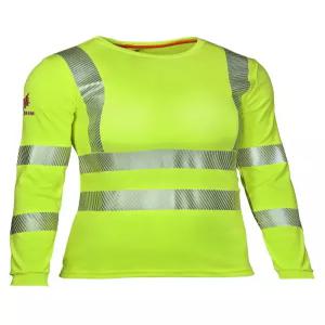 오트워크 하이비스 FR 여성 긴팔 티셔츠 R 클래스 3 LG 형광 옐로우