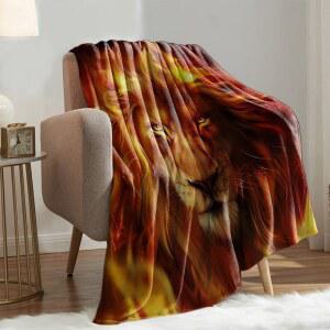 1개입 라이온 자동차 귀여운 동물 패턴 플란넬 담요 얇은 부드럽고 따뜻한 축제 선물 소년 소녀용