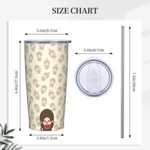캐릭터 머그컵 및 굿즈스테인리스 텀블러 몬치치 머그컵 빨대 포함 뜨거운 음료 물병 보온 커피