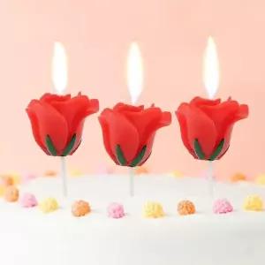 고품질 파티 장식 생일초 레드 꽃모양 촛대 생일 케이크 초 (WFKJJVS)
