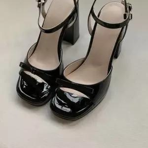 가보시 통굽 하이 힐 스트랩 샌들 여름 구두 코디 WFJZVWX