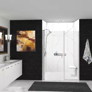 엔드 드레인 화이트 카루소 브러시드 스테인리스가 포함된 트랜솔리드 TWCSK603296KI01GBS 타이탄 60인치 x