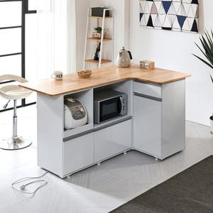 프리미엄바 고무나무 원목 상판 아일랜드식탁, 바디 하이그로시, 홈바, 미니바, 렌지대, 전기밥솥 수납