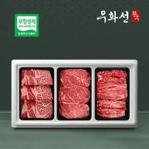 무항생제 한우 1등급 명품 구이혼합세트 4호꽃등심+채끝+갈비살 각400g 총 1.2kg냉장