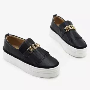 [라일리의류] Rly 골드체인 테슬장식 여성 슬립온 단화 키높이 캐주얼화