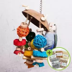 [하프클럽/올펫몰]코코넛모빌 앵무새 장난감 등나무공 수세미 왕관 A897