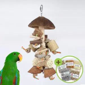 [하프클럽/올펫몰]주렁주렁 코코넛 수세미 등나무 앵무새 장난감 A862-1