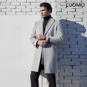 워모 남성 울 캐시미어 블렌딩 패디드 체스터코트 그레이