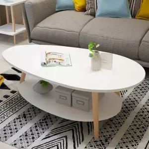 오송 심플 거실테이블 타원형 C-028 원목다리 방수오염방지 두꺼운상판 스크래치방지