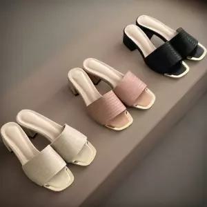 여성용 일상 탄탄 가죽 오픈토 플랫폼 샌들