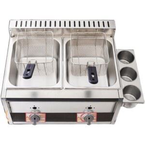 튀김기 2구 업소용 치킨 수유식 세트2 튀김기계 더블 실버 1구 수평 더블팬 핸들