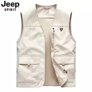 JEEP SPIRIT 순면 작업복 캐주얼 조끼 남성 아웃도어 루즈 내마모성 조끼