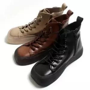 발편한 여성 가죽 워커부츠 1136 플랫폼 플랫워커 여성워커 통굽화 워커힐