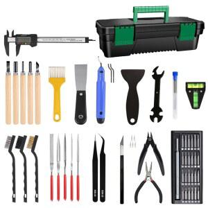 [미국배송] 3D 프린터 도구 키트 68PCS 프린팅 키트 조립/제거/디지털 캘리퍼/디버링/모델 처리/스피릿 레벨/청소 세트 박스 액세서리 프린팅용