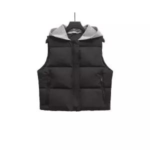 엘럽 여성용 패딩조끼 겨울 캐주얼 탈부착 후드 패딩 조끼 박템4