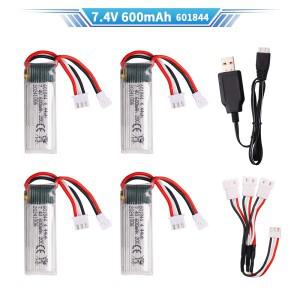 [호환품]7.4V 600mAh 601844 WLToys F959 XK DHC-2 A600 A430 RC 비행기 RTF 예비 부품 배터리 용 충전 케
