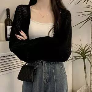 여름 에어컨 실내착용 펀칭 니트가디건 볼레로 가디건 (KYR-WFIKMLG)