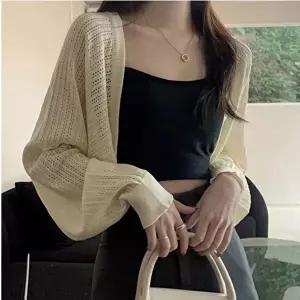 여름 아우터 가볍고 시원한 망사 니트 볼레로 가디건 (KYR-WE89E0E)